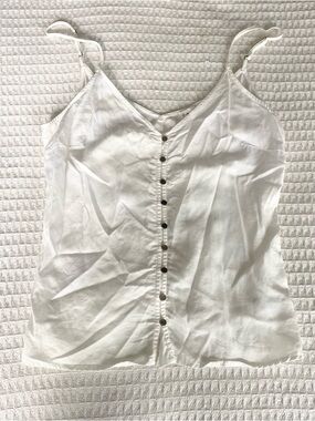 Ark & Co White Button-Front Spaghetti Strap Camisole size Large
